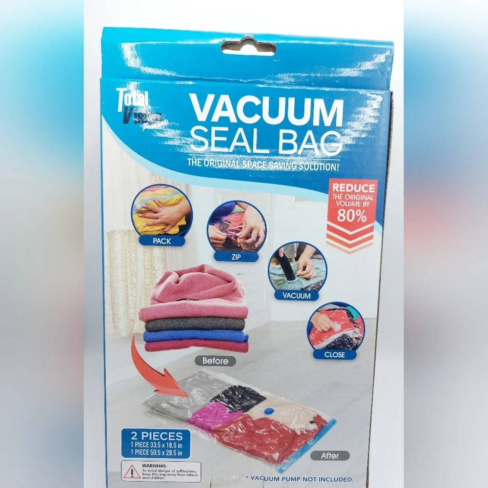 2 Vacuum Seal Bags. The Original Space Saving Solution! Reduce volume up to 80%‎